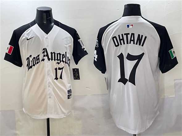 Mens Los Angeles Dodgers #17 Shohei Ohtani White Black Mexico 2025 LA Gothic Style With Fernando Patch Vapor Premier Limited Stitched Jersey